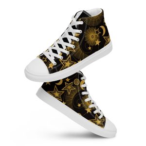 Starry Night High Top Canvas Shoes: Gold Moon
