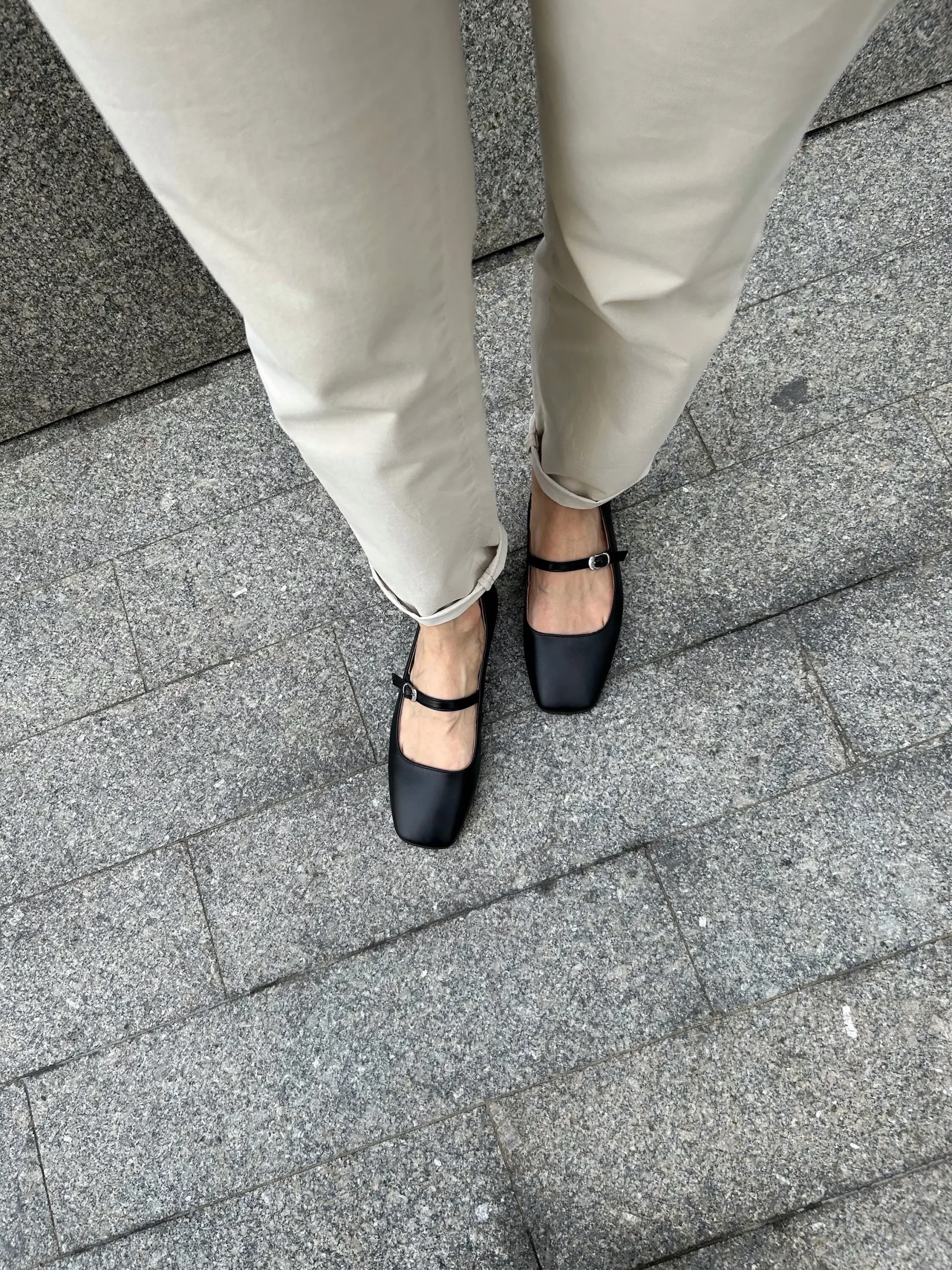 Black Square Toe Mary Jane Leather Flats Black Square Toe Mary Jane Leather Flats