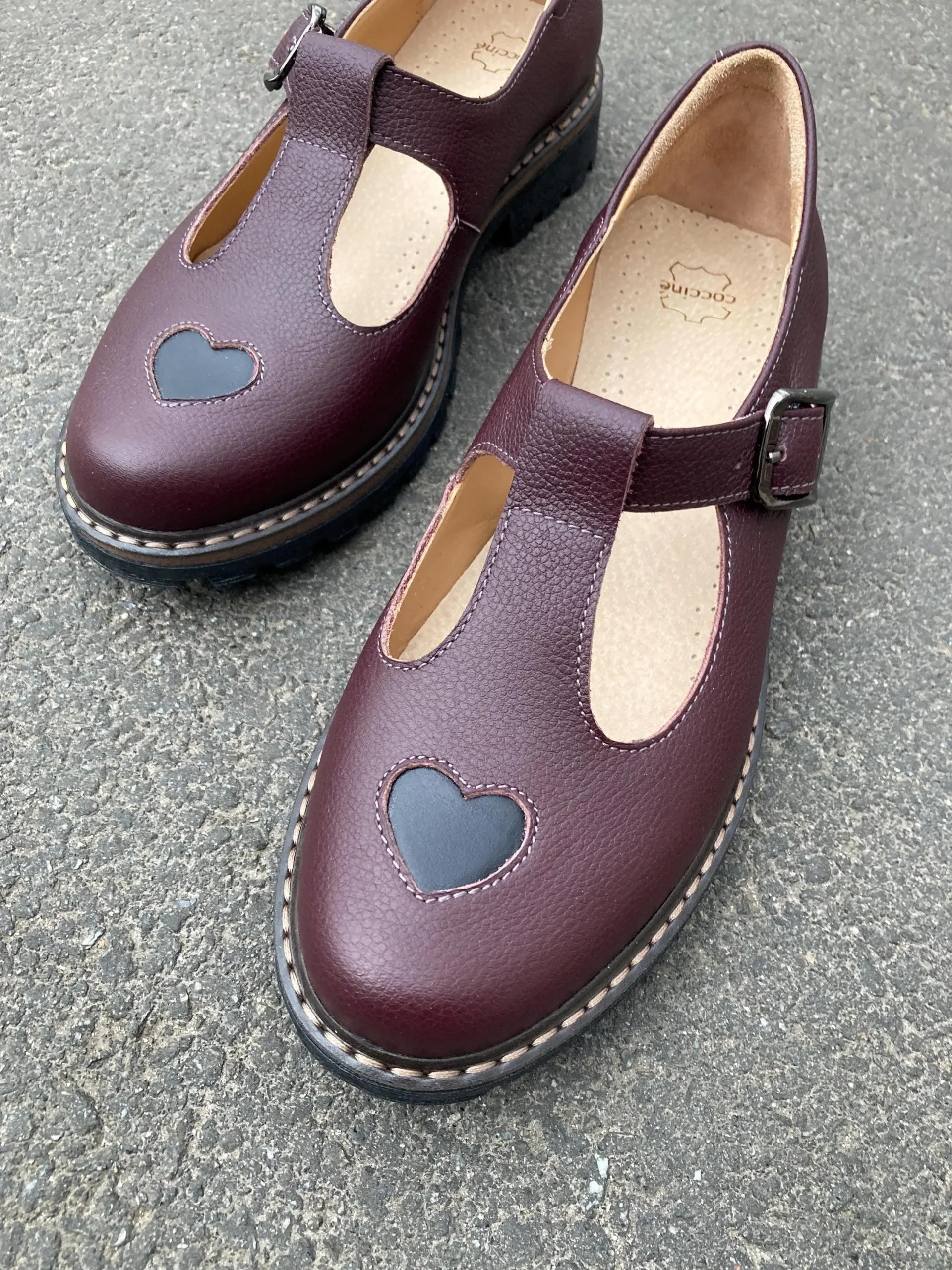 Black Heart T-strap Leather Mary Janes Black Heart T-strap Leather Mary Janes