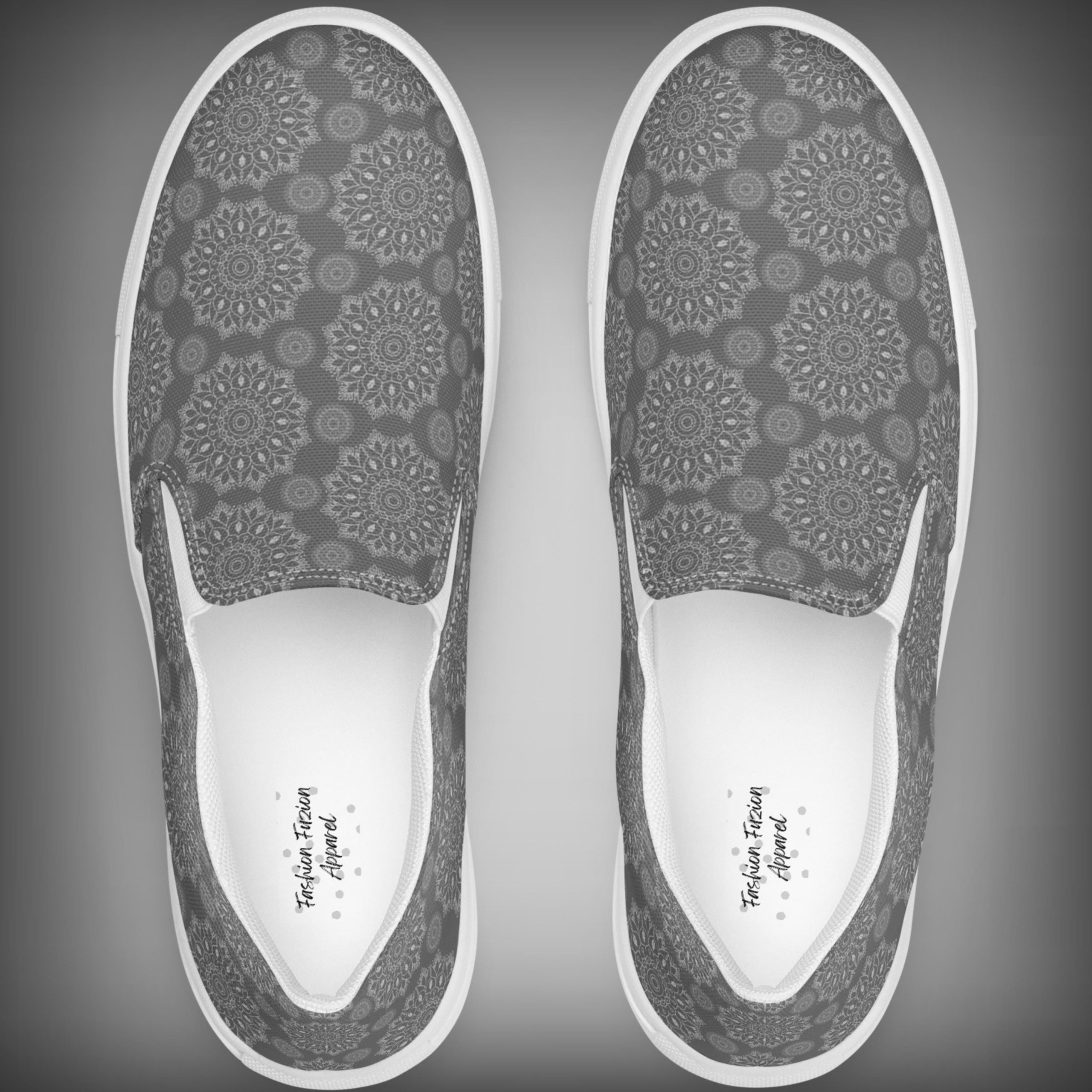 Gray Mandala Slip On Canvas Shoes For Men Gray Mandala Slip On Canvas Shoes For Men