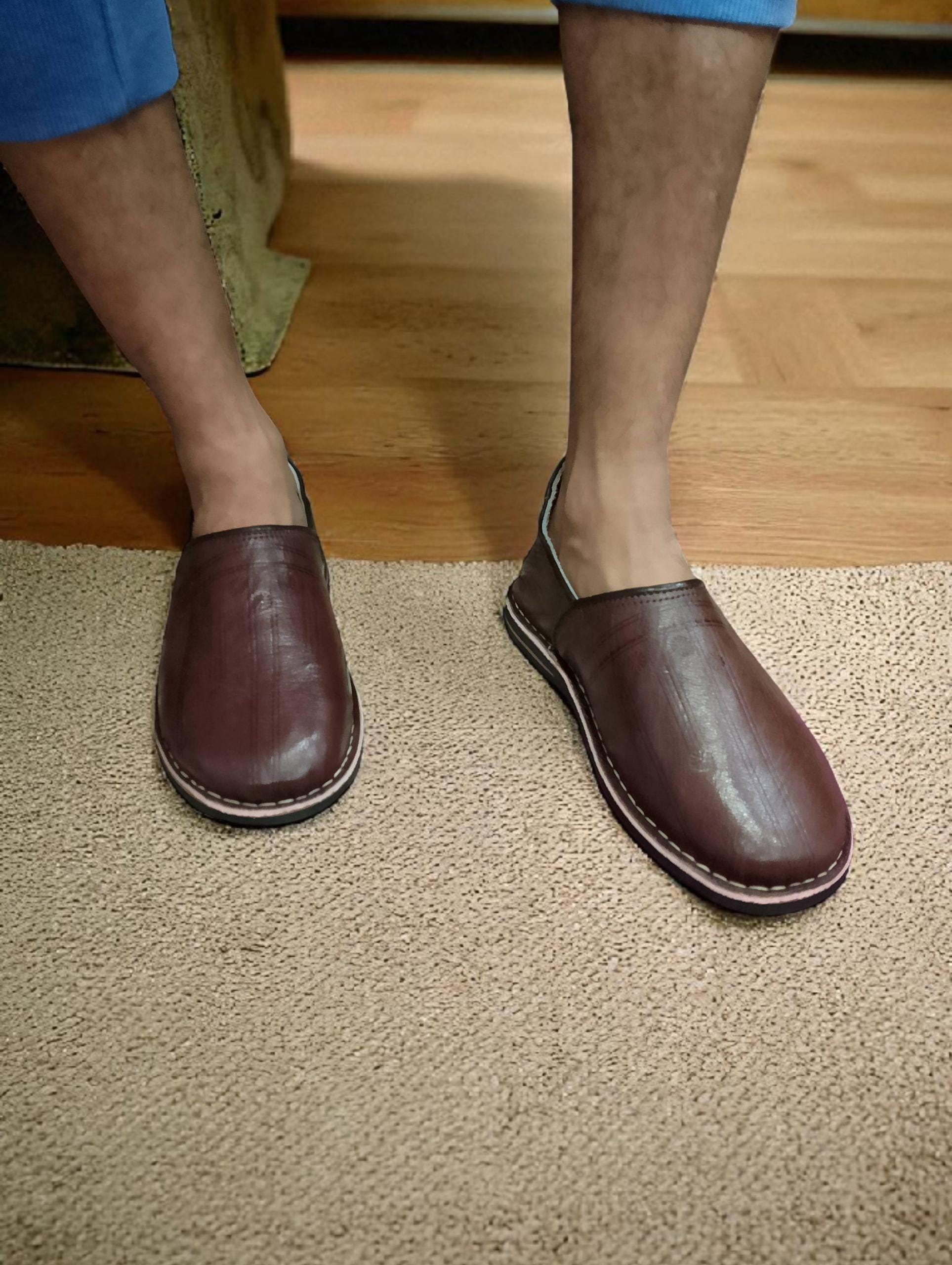 Rich Dark Brown Moroccan Leather Babouche Handmade Traditional Rich Dark Brown Moroccan Leather Babouche Handmade Traditional